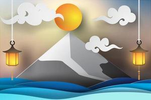 mt fuji ontwerp voor een papieren kunst vector