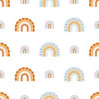 Scandinavisch regenboog met ornamenten naadloos patroon vector