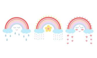 schattig regenboog set. illustratie voor afdrukken, achtergronden, dekt, verpakking, groet kaarten, affiches, stickers, textiel en seizoensgebonden ontwerp. geïsoleerd Aan wit achtergrond. vector