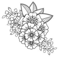 bloemenachtergrond met mehndibloem. decoratief ornament in etnische oosterse stijl. kleurboek. vector