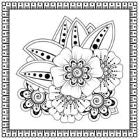 bloemenachtergrond met mehndibloem. decoratief ornament in etnische oosterse stijl. kleurboek. vector