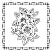 bloemenachtergrond met mehndibloem. decoratief ornament in etnische oosterse stijl. kleurboek. vector