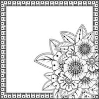 bloemenachtergrond met mehndibloem. decoratief ornament in etnische oosterse stijl. kleurboek. vector