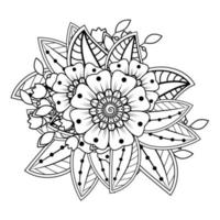 bloemenachtergrond met mehndibloem. decoratief ornament in etnische oosterse stijl. kleurboek. vector