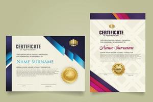 reeks certificaat sjabloon met lint strepen ornament en modern structuur patroon achtergrond. diploma. vector illustratie