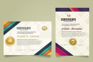 reeks certificaat sjabloon met strepen ornament en modern structuur patroon achtergrond. diploma. vector illustratie