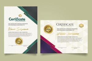 reeks certificaat sjabloon met lint strepen ornament en modern structuur patroon achtergrond. diploma. vector illustratie