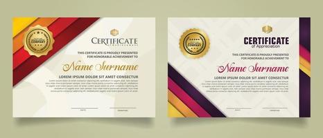 reeks certificaat sjabloon met strepen ornament en modern structuur patroon achtergrond. diploma. vector illustratie