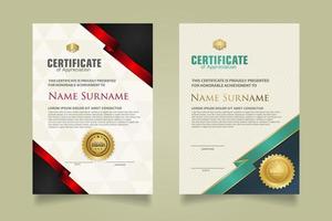 reeks certificaat sjabloon met lint strepen ornament en modern structuur patroon achtergrond. diploma. vector illustratie