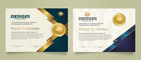 reeks certificaat sjabloon met lint strepen ornament en modern structuur patroon achtergrond. diploma. vector illustratie