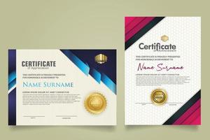 reeks certificaat sjabloon met lint strepen ornament en modern structuur patroon achtergrond. diploma. vector illustratie