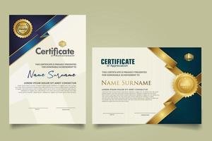 reeks certificaat sjabloon met lint strepen ornament en modern structuur patroon achtergrond. diploma. vector illustratie