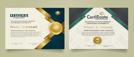 reeks certificaat sjabloon met lint strepen ornament en modern structuur patroon achtergrond. diploma. vector illustratie