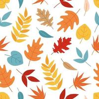 vector naadloos patroon met herfst tekenfilm bladeren. herfst achtergrond. hand- getrokken herfst plantkunde textuur. perfect voor inpakken papier, behang, achtergrond en seizoensgebonden textiel.