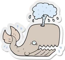 sticker van een cartoon walvis die water spuugt vector