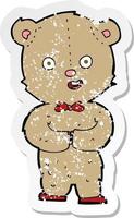 retro noodlijdende sticker van een cartoon teddybeer vector