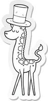 sticker van een tekenfilm giraffe in top hoed vector