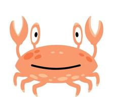 grappige krab. roze zeeschelp met klauwen. schattige kinderen tekenen. platte cartoonillustratie vector