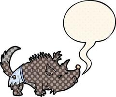 cartoon halloween weerwolf en tekstballon in stripboekstijl vector