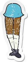 retro noodlijdende sticker van een cartoon vrouwelijke benen vector