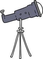 cartoon doodle van een grote telescoop vector