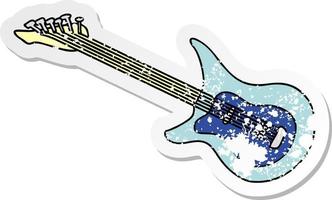verontruste sticker cartoon doodle van een gitaar vector