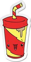 sticker van een leuke cartoon frisdrank vector