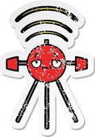 noodlijdende sticker van een schattige cartoonsatelliet vector