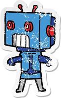 noodlijdende sticker van een tekenfilmrobot vector