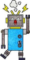 retro grunge textuur cartoon defecte robot vector