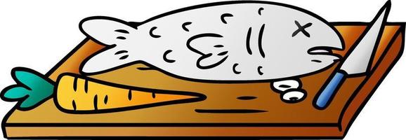 gradiënt cartoon doodle van een snijplank voor eten vector