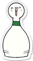 sticker van een tekenfilm gelukkig bowling pin vector