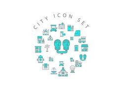 stad icoon reeks ontwerp Aan wit achtergrond. vector