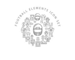 Amerikaans voetbal elementen icoon reeks ontwerp Aan wit achtergrond vector