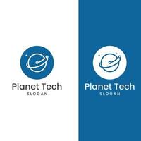 modern digitaal tech wereld logo, globaal of tech planeet, en digitaal tech bescherming. logo met concept vector illustratie sjabloon.