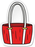 sticker cartoon doodle van een rode grote zak vector