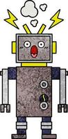 retro grunge textuur cartoon defecte robot vector