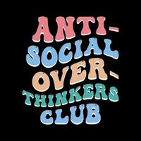 retro golvend anti sociaal club t overhemd ontwerp vector