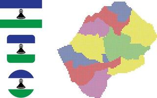 Lesotho kaart en vlag vlak icoon symbool vector illustratie