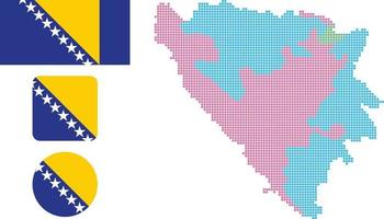 Bosnië en herzegovina kaart en vlag vlak icoon symbool vector illustratie