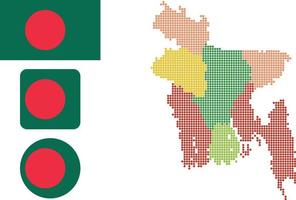 Bangladesh kaart en vlag vlak icoon symbool vector illustratie
