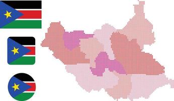 zuiden Soedan kaart en vlag vlak icoon symbool vector illustratie