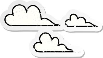 verontruste sticker van een schattige cartoonwolk vector