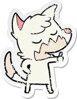 verontrust sticker van een vriendelijk tekenfilm vos geven duimen omhoog teken vector