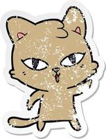 noodlijdende sticker van een cartoonkat vector