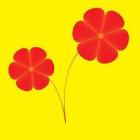 illustratie van twee rood bloemen Aan een geel achtergrond vector
