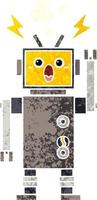 retro illustratie stijl cartoon gebroken robot vector