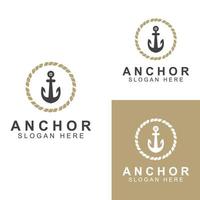 logo en anker symbool vector illustratie ontwerpsjabloon.