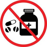 Nee geneeskunde of verdovende middelen icoon Aan wit achtergrond. Nee pillen teken. vlak stijl. vector