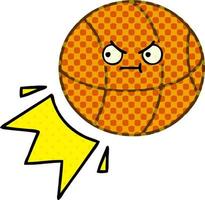 cartoon basketbal in stripboekstijl vector